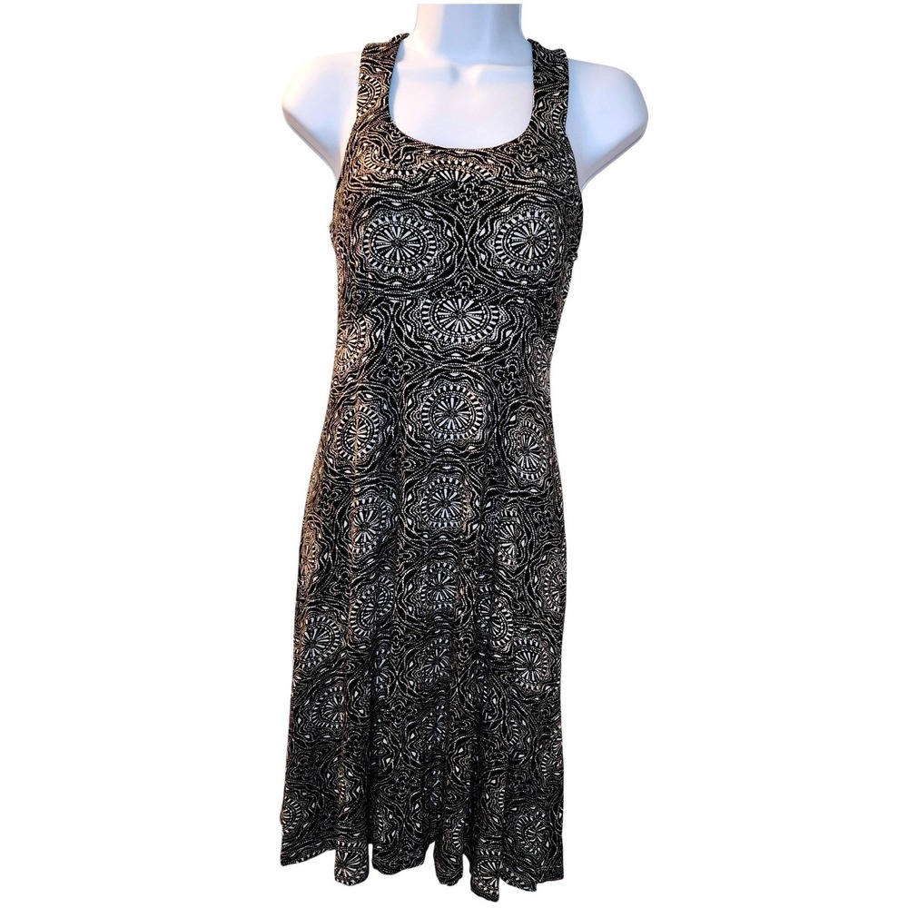 Krimson Klover Racerback Dress Sm Black White Mandala Print‎ Active Travel Dress